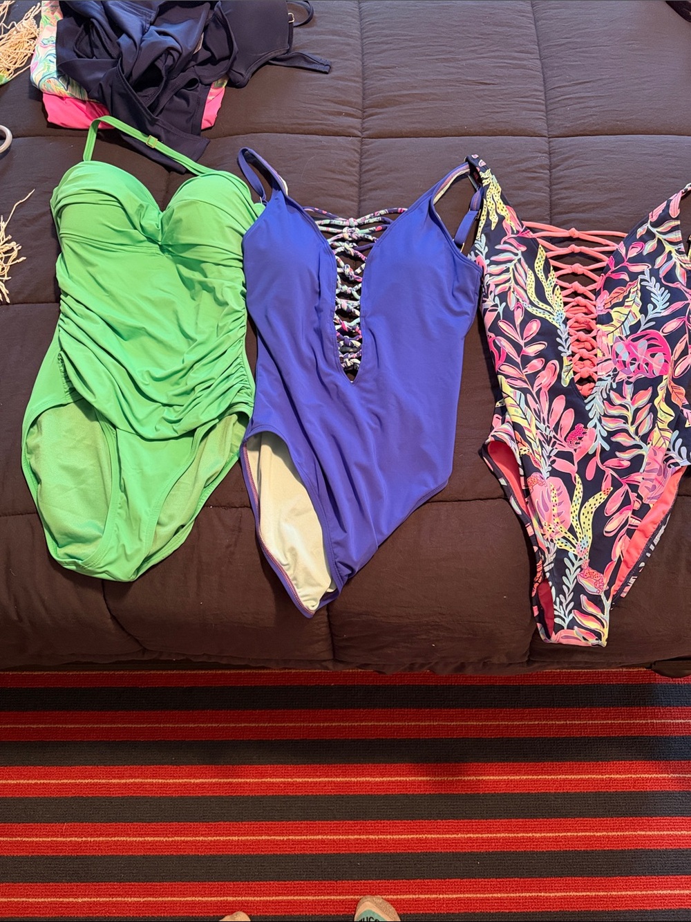 Lilly Pulitzer Blue One-Piece Swimsuit with Lattice Front